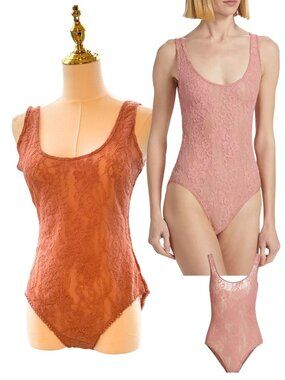 🆕 ZIMMERMANN 🧿 NWT Lace Scoop Neck Bodysuit, Blush - Sz 2 US 6 / 8